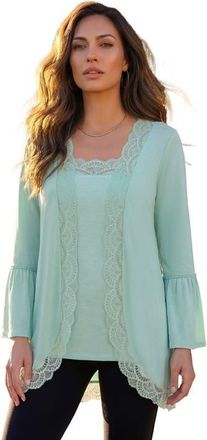 Roaman's Lace-Detailed Cardigan And Tank Set in Soft Blush at Nordstrom, Size 32