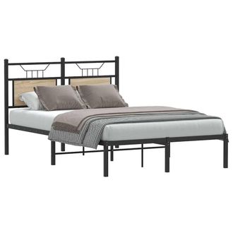 Berkfield Home Decorative Bed Frame without Mattress Sonoma Oak 120x200 cm Engin in Black | Size: Small Double