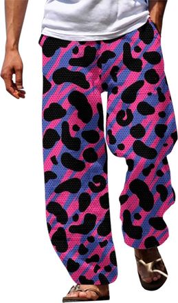 Generic Mens Hippie Trousers - Leopard Print, Harem Pants Mens Japanese Casual 3D Print Trousers Drawstring Pockets Comfortable Lightweight Track Pants Mens L