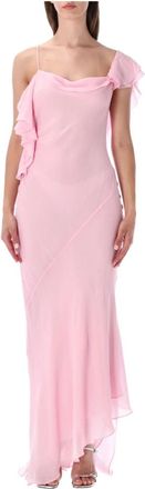 Self Portrait Kleedjes, Dames, Roze, S, Frill Maxi Jurk