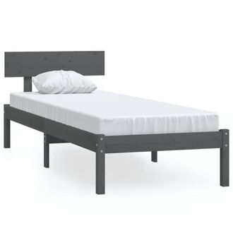 Berkfield Home Bed Frame Grey Solid Wood Pine 90x190 cm Single