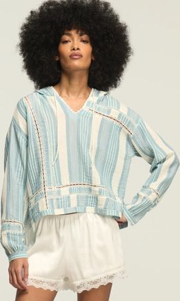 Lucky Brand Womens Trimmed Gauze Hoodie