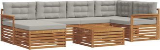vidaXL Conjunto De Sof&aacute;s De Exterior 7 Uds. Gris Natural Y Claro Vidaxl