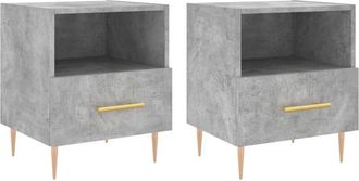 vidaXL Mesita noche 2 uds madera ingeniería gris hormigón 40x35x47,5cm vidaXL
