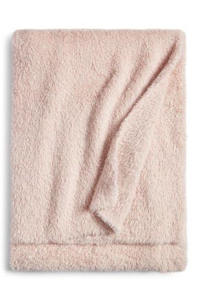 Nordstrom Nestle Faux Fur Throw Blanket in Pink Sepia at Nordstrom, Size One Size Oz