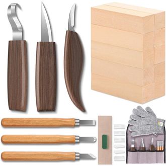OEM Juego De Tallado De Madera De Nogal Y Acero Al Cromo Vanadio 20 En 1: Cuchillo Para Tallar, Cuchillo Para Pelar, Cuchillo Para Raspar, Cuchillo Cuchar