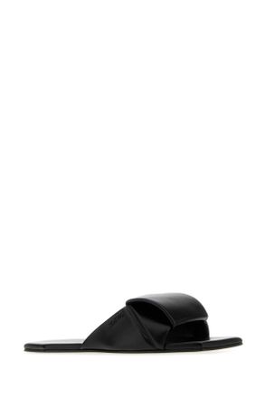 Loewe Womens Black Leather Origami Slippers Flat Shoes