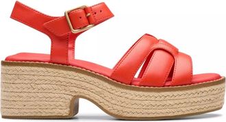 Clarks Rode damessandaal Coledale Strap - Dames - Sandalen met hakken - Rood - 42 EU - Leer - Schoenen