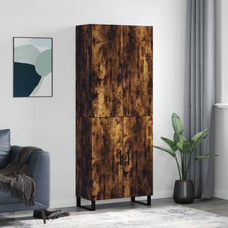 Berkfield Home Highboard Smoked Oak 69.5x34x180 cm Engineered Wood in Brown