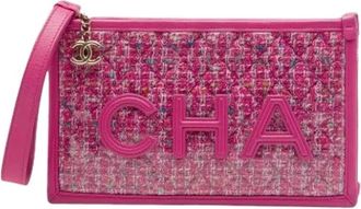 Chanel Clutch Pre-owned in Tweed rivestito in PVC - - Pre-owned - Donna - Rosa - ONE SIZE