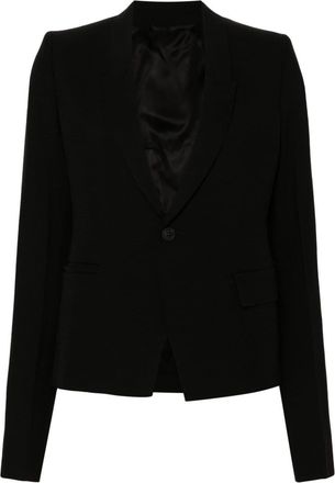 Rick Owens grain de poudre blazer - women - Cupro/Cotton/Virgin Wool/Buffalo Horn - 40 - Black