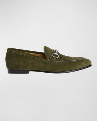 Gucci Mens Jordy Guccissima Suede Loafers
