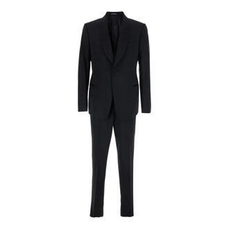 Emporio Armani Single Breasted Suits, male, Black, Size: 2XL Giacca Slim Collo a Scialle e Pantalone con Cinta in Raso