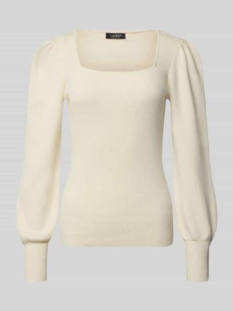 Lauren Ralph Lauren Strickpullover mit Puffärmeln Modell DIEKA in Offwhite, Größe XL