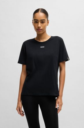 HUGO BOSS T-Shirt BOSS CI_T-Shirt, Damen, Gr. XL (42), schwarz (schwarz 001), Single Jersey, Obermaterial: 95% Baumwolle, 5% Elasthan, unifarben, Basic, Basic n