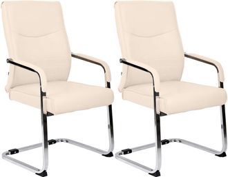 Clp Set De 2 Sillas De Visita Hobart Crema Simil Cuero