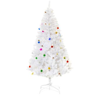 HOMCOM &Aacute;rbol De Navidad Artificial 180 Cm Con 930 Ramas De Pl&aacute;stico 48 Decoraciones Incluidas &Oslash;105x180 Blanco