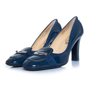 Tod's TodS Pre-owned Womens Tods, patent leather loafer pump - Blue - Size 38.5 EU/IT
