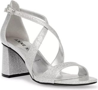 Anne Klein Armaretta Pump Womens Silver Ankle Strap Block Heel JOBB2101
