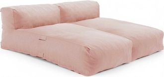 Oviala Conjunto modular de muebles de jard&iacute;n con 2 chaise rosa empolvado