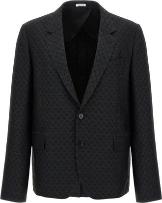 Alexander McQueen Skull Jacquard Deconstructed Jacket - Heren - Business blazers - Zwart - L - Polyester - Kostuums