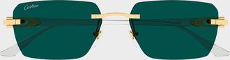 Cartier Men & apos;s Rimless Metal and Nylon Rectangle Sunglasses