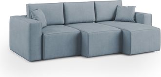 Divani.Store Morfeo Sof&aacute; Con Asiento Extra&iacute;ble En Tela Impermeable 245 Cm Azul Claro
