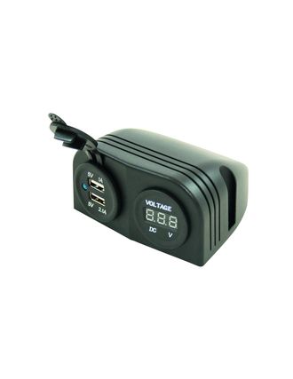 Haba Haba - Enchufe Con 2 Tomas Usb + Volt&iacute;metro Colocaci&oacute;n - Saliente