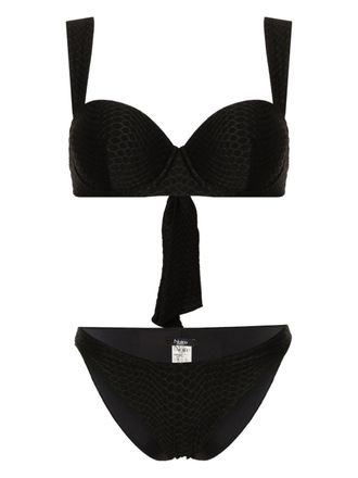 Noire Swimwear Bikini Nikki con effetto pelle di serpente - Nero