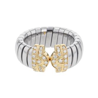 Bulgari Tubogas Yellow Gold (18K) Stainless Steel Band Ring (Pre-Owned)