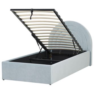 Beliani Beliani - Cama Con Almacenaje De Terciopelo Azul Claro 90 X 200 Cm Cabecero Almacenaje Anet