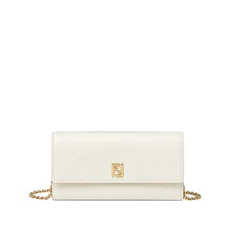 Fendi FF Logo Continental Leather Chain Wallet