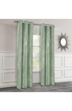 Dainty Home Artistic Set of 2 Metallic Textured Thermal Insulated Blackout Curtain Panels in Sage at Nordstrom Rack