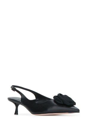 Roger Vivier Womens Love Slingback Heel Black Leather