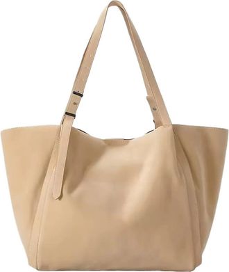 Generic Large Capacity Tote Bag For Women Sand Matte Shoulder Crossbody Commute Bags(Beige,Medium size)