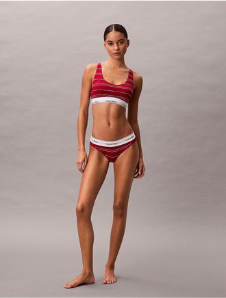 Calvin Klein Womens Icon Cotton Modal Lightly Lined Bralette - Red - XXS