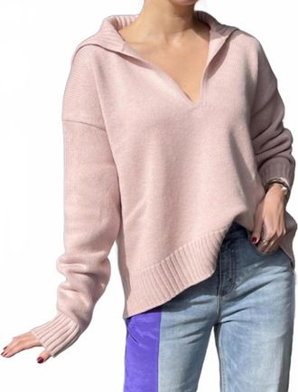Jil Sander Long Sleeve Cashmere V-Neck Sweater In Pastel Pink