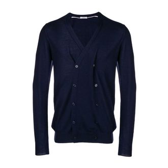 Paolo Pecora Double-breasted vest met V-hals - Heren - Truien - Blauw - Maat: L Wol