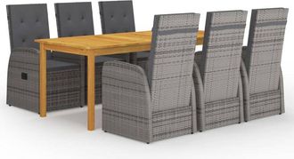 vidaXL Juego De Comedor Para Jard&iacute;n De 7 Piezas Gris Vidaxl