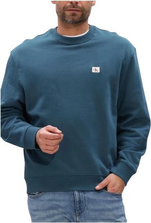 Calvin Klein Heren, Sweatshirts & Hoodies, Blauw, Maat: S Katoen