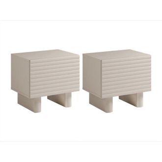 Vente-Unique Vente-unique - Lotto di 2 comodini 1 anta mdf Beige - ludima