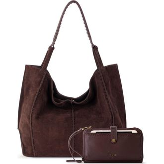 The Sak Los Feliz Large Tote Leather Bag & Iris Smartphone Bundle in Mahogany Suede at Nordstrom