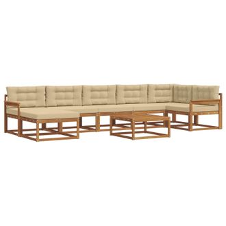 vidaXL Conjunto De Sof&aacute;s De Exterior Con Coj&iacute;n 8 Pcs Natural Y Beige Vidaxl