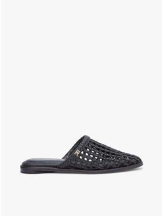 Tommy Hilfiger Womens Open-Weave Flat Mule - Black - US 6.5 / EU 37