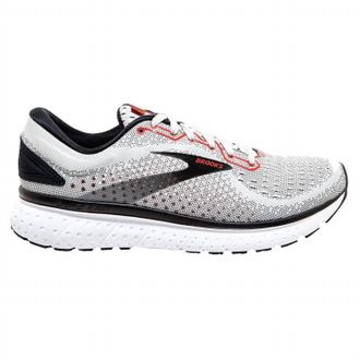 Brooks Mens Glycerin 18 Running Shoes In White/black/red