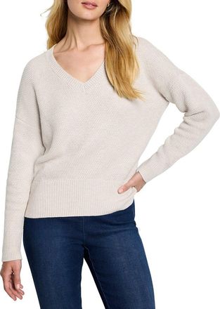 Nic+Zoe Nic+Zoe Petite Tuck Stitch V-Neck Sweater