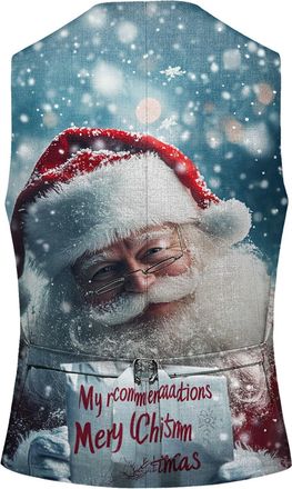 Generic Christmas Waistcoat Mens Vest Festival Christmas Snowflake Suit Vest Fun Waistcoat Christmas Happy Santa Xmas Waistcoats with Pockets V Neck Sleeveles