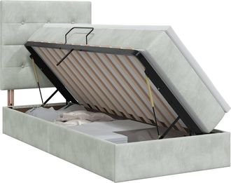 vidaXL Cama Con Almacenamiento Y Colch&oacute;n Gris Claro 100 X 200 Cm Vidaxl