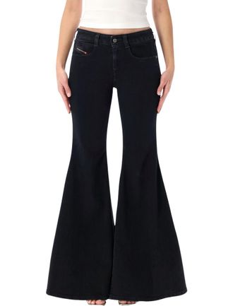 Diesel Black Flared Mid Rise Jeans