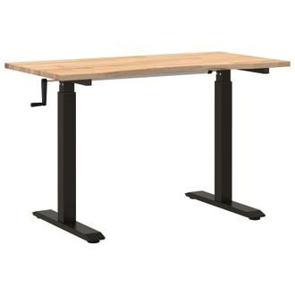 vidaXL Escritorio Negro Y Natural 120 X 60 Cm Madera De Roble S&oacute;lido Vidaxl